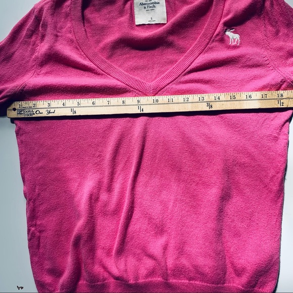 🇺🇸 ABERCROMBIE AND FITCH neon pink cotton sweater size S - Picture 5 of 7